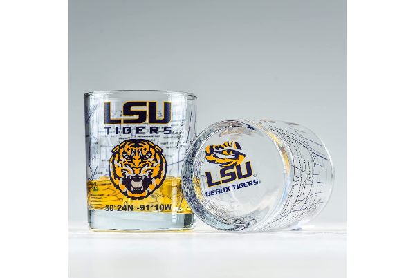 LSU Whiskey Glass Set (2 Low Ball)