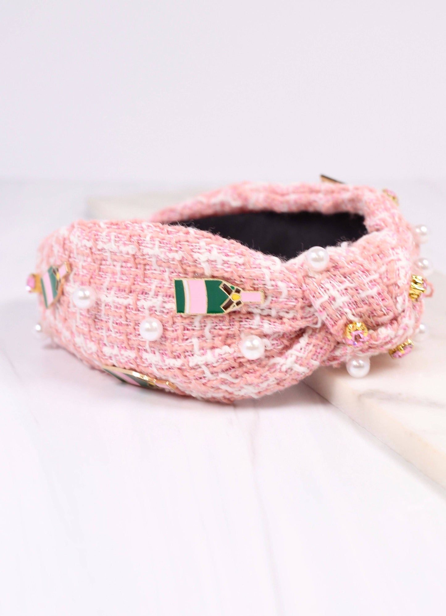 Champagne Tweed Headband PINK