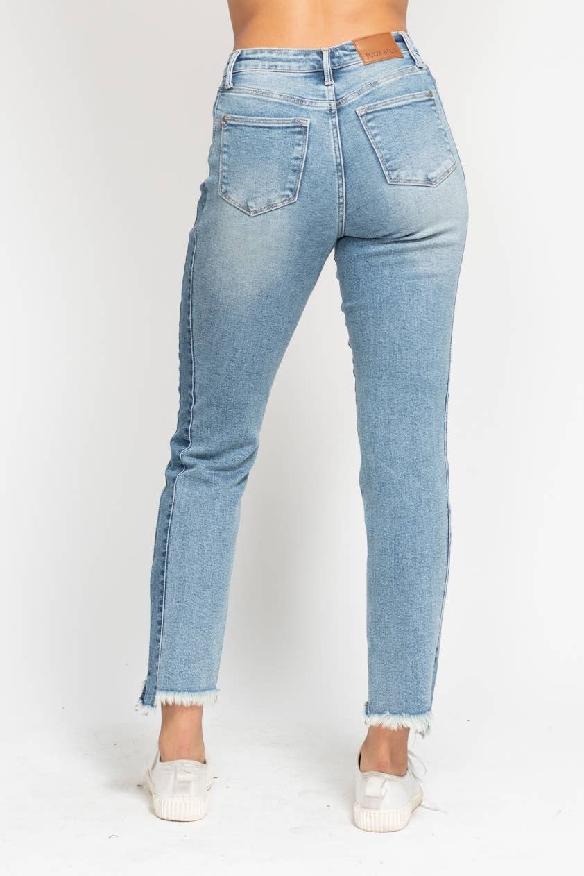 HW Vintage Wash Side Panel Detail & Hi Lo Fray Hem Slim
