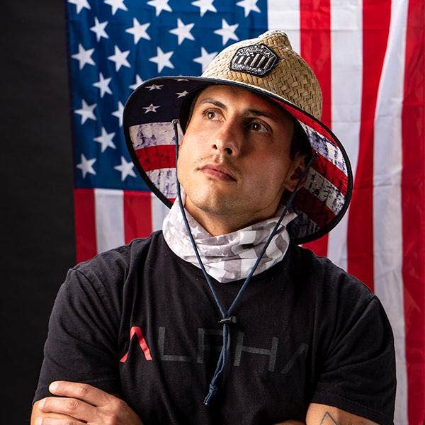 Ladder Under Brim Straw Hat | American Flag.