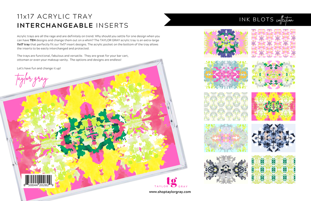 Taylor Gray Acrylic Tray INK BLOTS insert set of 10