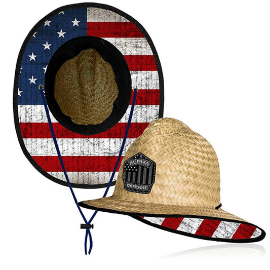 Ladder Under Brim Straw Hat | American Flag.